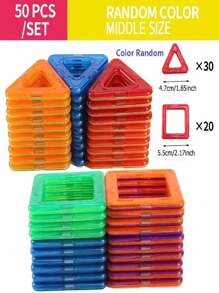 50pcs Big Size Magnetic Toy Building Blocks For Kids DIY Magnets Toys Designer Construction Toy Set Montessori Educational Toys Christmas Gift For Children Boys Girls Magnetic Building Block Toys