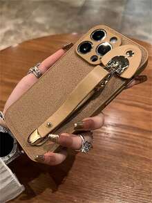 Ốp lưng điện thoại màu nâu sang trọng họa tiết lưỡi liềm, tương thích với các dòng 17 Pro Max, 17 Pro, 17, 16, 15, 14, 13, 12, 11 Pro Max Plus, kiểu dáng thanh lịch và mềm mại dành cho nữ. - Màu Khaki - Xem 2