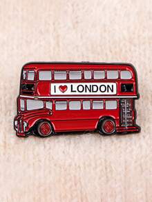 1PC Bus Pattern Enamel Pin Cartoon Brooch Pines Lapel Pins Badge On Backpack Clothing Accessories Fashion Jewelry Friends Gifts - Red - View 5