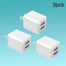 Cargador de pared USB, adaptador de cargador, cargador rápido de doble puerto compatible con iPhone 16 15 14 13 12 11 Pro Max 10 SE X XS 8 Plus para Galaxy S22 S21 S20, bloque de alimentación de carga rápida, caja/ladrillo adecuado para viajes, oficina, dormitorio y hogar con múltiples puertos
