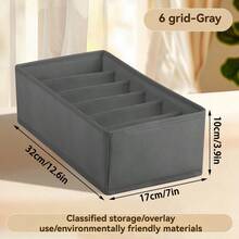 4件套抽屉收纳分隔板，可折叠衣柜收纳篮和布艺收纳盒，适用于存放衣物、内衣、胸罩、领带、配饰、袜子等。 - 灰色 - 查看 7