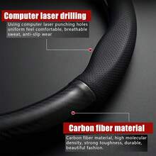 Car Steering Wheel Cover For Holden, Durable Leather & Carbon Fiber Cover With Anti-Slip Lining, For Steering Wheel With A Diameter Of 37-38 Cm,Black Auto Accessories - màu đen - Xem 4