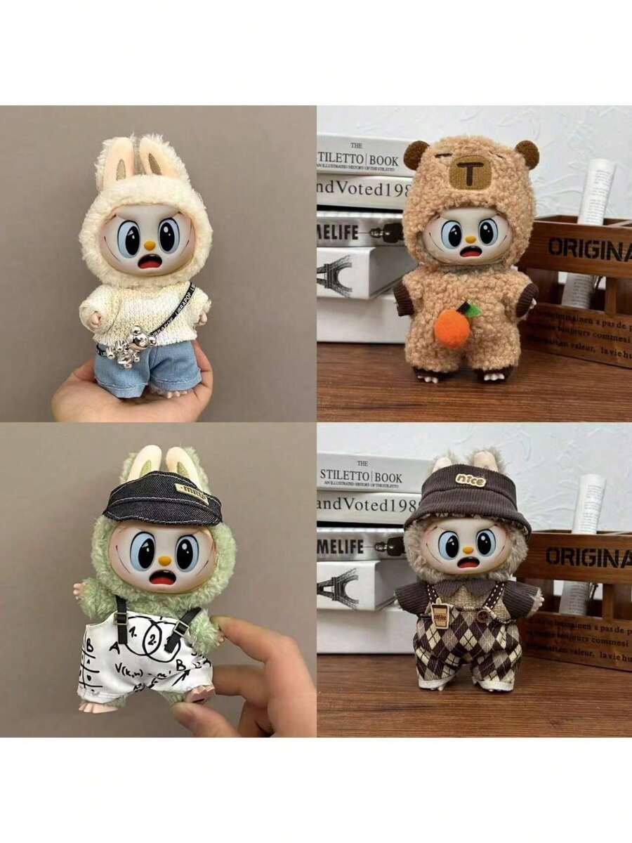 Total Süßes Katzen-Outfit Für 17cm Puppen - 5-teiliges Set Mit Kapuze & Accessoires