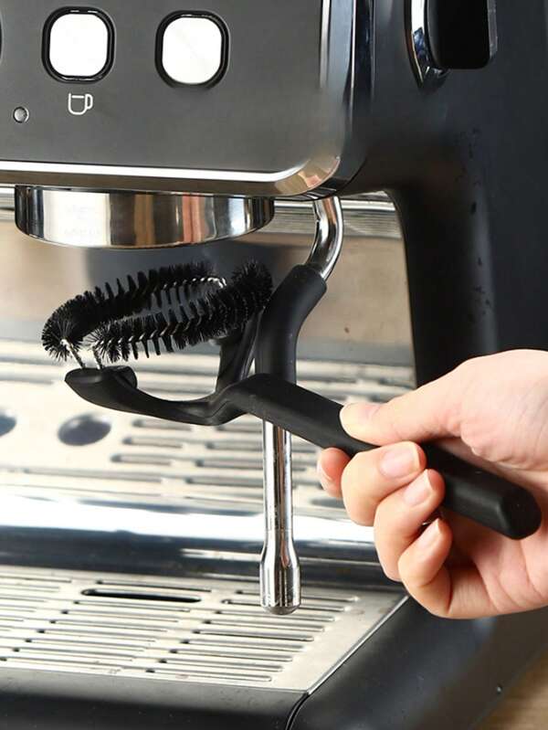 1 pezzo Spazzola per la pulizia di macchine da caffè nera, spazzola in nylon curva per il doccino della macchina da caffè, resistente al calore per la pulizia della macchina
