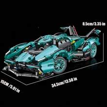 Über 1000 Stücke blaue Superbauklötze zum Zusammenbauen, 1:14 Maßstab Rennmodell, aus ABS Material gefertigt, kreatives Montagemodell, Geburtstagsgeschenk, Weihnachtsgeschenk, Halloween Geschenk, Batterien nicht enthalten, geeignet ab 14 Jahren. - Verschiedenfarbig - Übersicht 5