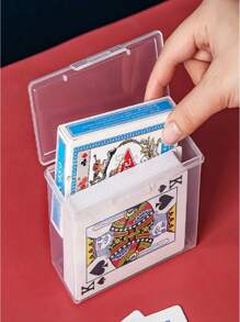 1pc Transparent Plastic Playing Card Storage Box, Card Container, Jewelry And Small Item Organizer Box, Suitable For Poker, Bridge, Standard Cards - Random Color
