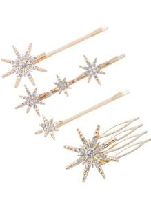 Acessório de Cabelo Nupcial de Moda Retrô em Formato de Estrela de Liga de Zinco para Online, Clipe de Cabelo de Cristal da Galáxia Europeia e Americana, Decoração de Cabelo para Casamento/Festa
