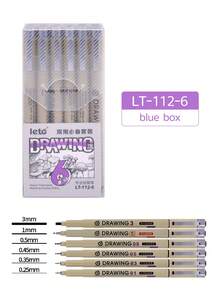 6 件套防水绘图笔套装，各种型号的水性墨水书写流畅，非常适合手绘设计、漫画、素描、线条画和线条艺术，专业用品返校