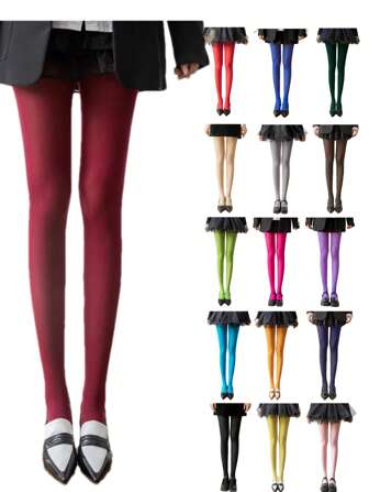 120D糖果色天鹅绒可爱女士紧身裤，高腰女士打底裤