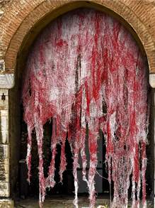1 Stück/3 Stück 76x183 cm Blutiges Horror Vorhang, Halloween Dekoration für Türöffnung, Eingang und Fenster - perfekt für Grusel-Partyhaus (kann selbst zerrissen und bemalt werden, Foto zeigt zerrissenen und bemalten Effekt), Halloween Party Dekoration