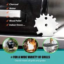 1 Stainless Steel Barbecue Grill Scraper - 1 Piece, Suitable For Cleaning Grills And Camping Accessories, Dishwasher Washable, Bristles Free