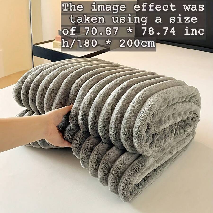 AYD Ultra-Soft Faux Rabbit Fur & Sherpa Throw Blanket - Double-Sided 380GSM Weighted, Hypoallergenic, Machine Washable For Bedroom, Living Room & Camping - Includes Gift Box, All-Season Cozy Home Decor For Adults/Women/Men, Allseason Throw | Contemporary Style | Microfiber Blanket, Fleece Blanket - 灰色 - 查看 1