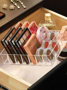 1 pieza Organizador de paleta de sombras de ojos, Organizador de maquillaje para paleta de sombras de ojos y organizador de lápices labiales, Almacenamiento de maquillaje para cajón de tocador, Sombras de ojos, Lápices labiales, Almacenamiento de cosméticos modernos, Paleta de maquillaje compacta Organizar, Para encimeras de baño, Tocadores