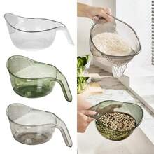 Cuenco para lavar arroz, colador de plástico, escurridor de verduras, cesta, herramientas de cocina, tamiz para alimentos, escurridor de frutas - Verde - Ver 1