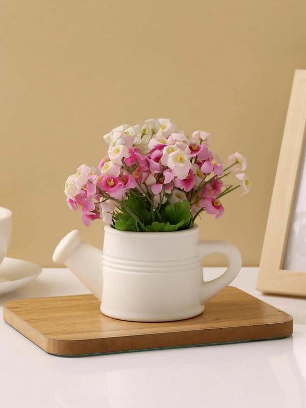 1 pièce Vase aspect céramique, vase créatif moderne pour fleurs artificielles, fleurs séchées, plantes en pot, parfait pour la décoration de mariage, fête, bureau, salon, salle à manger, chambre à coucher, style nordique minimaliste
