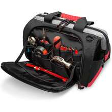 New Waterproof Tool Bags For Men Or Women, 16-Inch Wide Mouth Tool Tote Bag  25 Pockets For Tool Anizer & Storage,  Adjustable Shoulder Strap (16IN, Black/Red) - Black/16IN - View 1