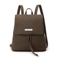 Zaino da donna stile britannico in stile coreano, di alta qualità, a righe, con mini corda