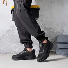 GUYISA 安全鞋黑色，透气防砸防刺穿，柔软，耐用，轻便，时尚功能性工作鞋 - 黑色 - 查看 7