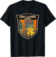 Lunray cavernas Virginia viaje Art insignia vintage camiseta - Negro - Ver 1