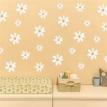 White Daisy Flower Wall Stickers Background Wall Decorative Decal Home Bedroom Wall Decor PVC Daisy Sticker - Multicolor - View 10