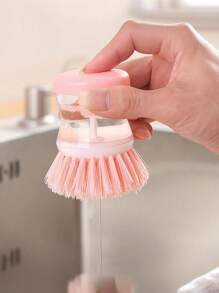 Push-Type Automatic Liquid Filling Pot Washing Brush Does Not Stick To Oil And Does Not Damage Pots And Dishes. Multifunctional Kitchen Decontamination Cleaning Brush With Non-Slip Handle