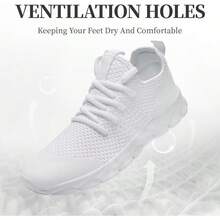 Lightweight Breathable Women's Tennis Shoes For Gym Workout - White - View 9