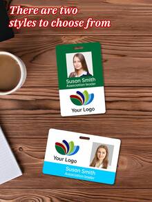 Customized Photo ID Badge Print Logo Name With Lanyard Clip And ID Badge Holder, Retractable Badge Reel - Multicolor - View 2