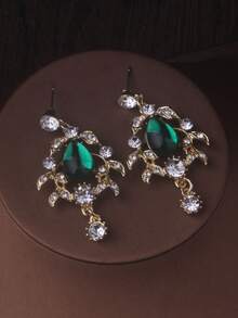 High End And Stylish New Necklace+Pair Of Earrings Set, Red And Green Water Droplet Pendant Set, Bridal Accessories, Wedding Dress, Evening Party Accessories - 項鍊+耳環套裝 - 查看 4