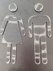 2mm Acrylic Mirrored Bathroom Signage Sign For Company Decoration - Plateado - Ver 2