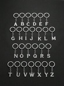 1 pieza Llavero elegante y de moda con la forma de la letra del alfabeto inglés en miniatura, incrustado con cristales de rhinestones transparentes, adecuado para hombres y mujeres, llaves de carro, decoración de bolsos y regalo