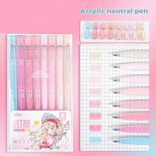 1 Box 9PCS Quick-Drying Gel Ink Pens, Medium Tip (0.5mm), 9 Colors, Plastic Material, Ideal For Drawing And Journaling