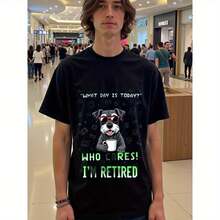Most Popular White Crop Tops, Men's Tshirts Multipack, Retired Dog Humor T-Shirts: What Day Is Today? Who Cares! I'm Retired, Work Out Shirt, Navy Blue T-Shirts For Men - Black - View 1
