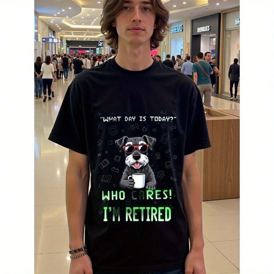Most Popular White Crop Tops, Men's Tshirts Multipack, Retired Dog Humor T-Shirts: What Day Is Today? Who Cares! I'm Retired, Work Out Shirt, Navy Blue T-Shirts For Men - Black - View 1