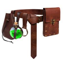 5 PCS Belt Pouch Waist Bag Retro Medieval Viking Leather Belt Magic Potion Bottle Renaissance Halloween Cosplay Costume Sets - A - View 1