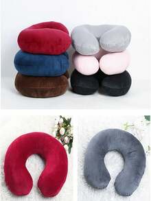 1 Pieza Almohada de Viaje Almohada de Cuello Almohada de Avión Almohada de Viaje Coche Hogar Oficina Almohada de Cuello de Vuelo con Botón a Presión y Funda Suave, Almohada de Cuello en Forma de U Portátil para Estudiantes y Adultos, Soporta el Cuello y Protege la Columna Cervical mientras se Estudia (Esta es una Almohada Inflable) - Multicolor - Ver 3