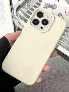 Solid Color Silicone Liquid Silicone Phone Case With Concave Button Design Compatible With IPhone 17 AIR 16 15 14 13 12 11 Pro Max Soft Waxy Texture Skin-Friendly And Comfortable Birthday Gift - Antique White - View 4