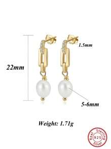 ORSA JEWELS 1 par de pendientes de plata de ley 925 con perlas de agua dulce en forma de gota y circonita brillante, diseño de clip de papel como joyas de mujer para regalo de cumpleaños, Día de San Valentín, boda, compromiso y uso diario