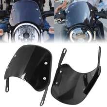 Para  Kawasaki Suzuki Cafe Racer Para Harley Motocicleta Universal Parabrisas Negro Deflector de Viento Parabrisas Carenado - Negro - Ver 1