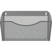 EasyPAG Mesh Wall File Organizer Vertical Mounted Single Pocket Holder For A4 Letter Size Files RustProof Metal Organizer For Office Home School Silver