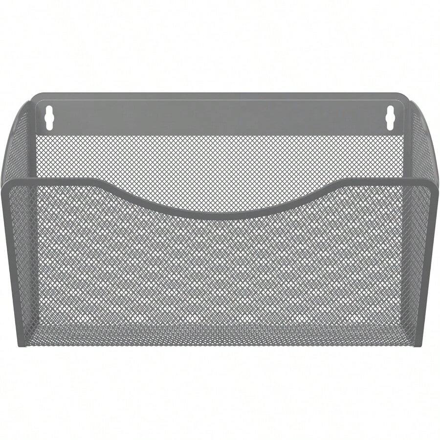 EasyPAG Mesh Wall File Organizer Vertical Mounted Single Pocket Holder For A4 Letter Size Files RustProof Metal Organizer For Office Home School Silver