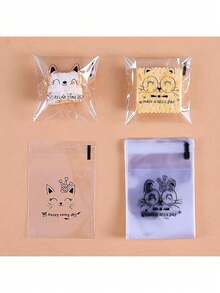 100 个可重复使用的透明三明治袋 - 食品储存、真空密封、厨房整理 - 貓表情 - 查看 4