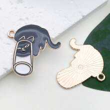 10pcs Zinc Alloy Black Cat Pendant DIY Necklace Earrings Bracelets Accessories Pet Keychain Pendant Charm Jewelry