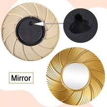3pcs Plastic Vintage Gold Wall Mirrors, Home Decor With Hanging Hooks, Also Available Vintage Sunflower Pattern Decorations, Suitable For Living Room, Bedroom, Dining Room, Back To School Room Decor And Study Supplies - Multicolor - View 10