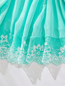 Atmosphere Green Lace Edge Robe Two Piece Set - Sexy And Comfortable Sleepwear - Suitable For Women - Perfect For Date Nights And Underwear Parties - Encounter Romantic Atmosphere - Inject Unique Luxury Into The Overall Look - Ideal Gift For Her - màu xanh lá - Xem 5