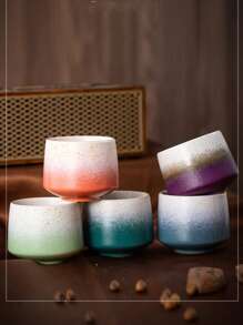1pc 180ml Ceramic Kiln-Fired Reactive Glaze Coffee Mug, Suitable For Afternoon Tea, Coffee, Office Water Cup, Home Milk Cup, Oatmeal Cup, Mousse Cup, Ice Cream Cup, Office Guest Tea Cup, Ceramic Cup, Latte Art Cup, Espresso Cup