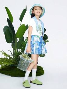 Annil Summer Children's Clothing: A Woven Printed Skirt For Girls And Adults