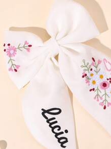 1 Stück individuell bedruckter weißer Haarschleife für Mädchen, Blumen gestickter Schleifenhaarclip mit Schwanz, individuell bedruckter weißer Haarnadel, elegante Haarstyling Clips Haarschmuck für Kinder und Babys
