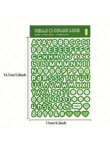 彩色字母和数字贴纸：9 张透明边缘卡通彩色英文字母和数字装饰贴纸套装，多用途防水 DIY 贴纸包，邮箱贴纸，教室教科书装饰贴纸