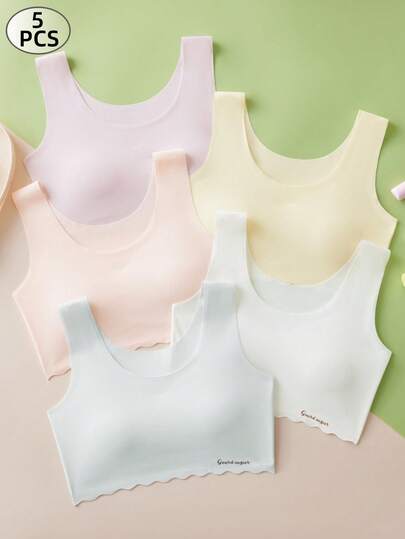 5件套多色文胸，适合初中和高中女生，休闲运动文胸，防止走光，专为少女设计