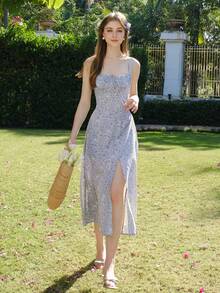 Women's Ditsy Floral Simple Strap Casual Dress